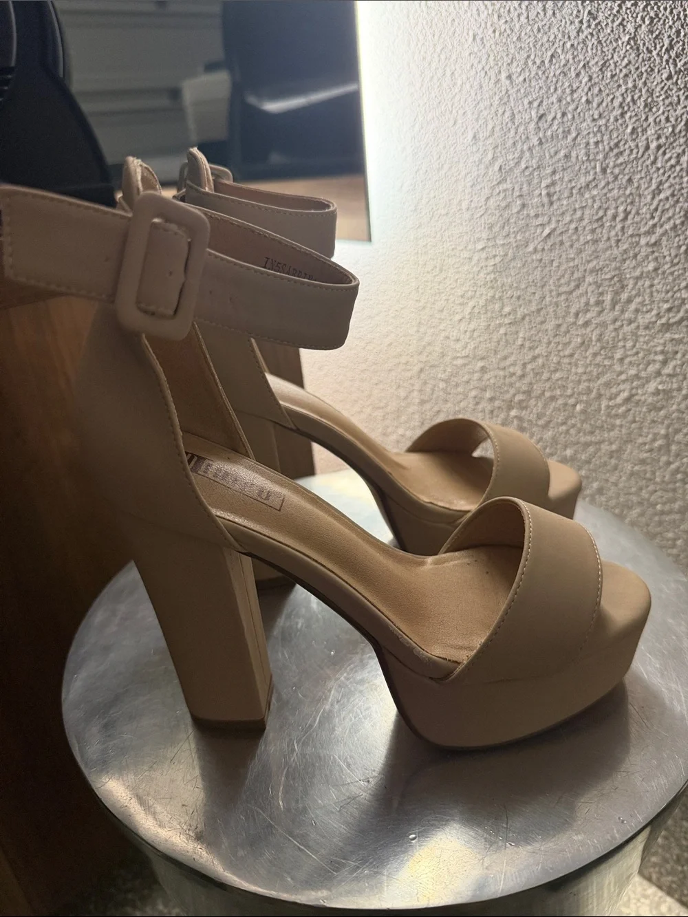 Platform Ankle-Strap High Heel Sandals - Nude